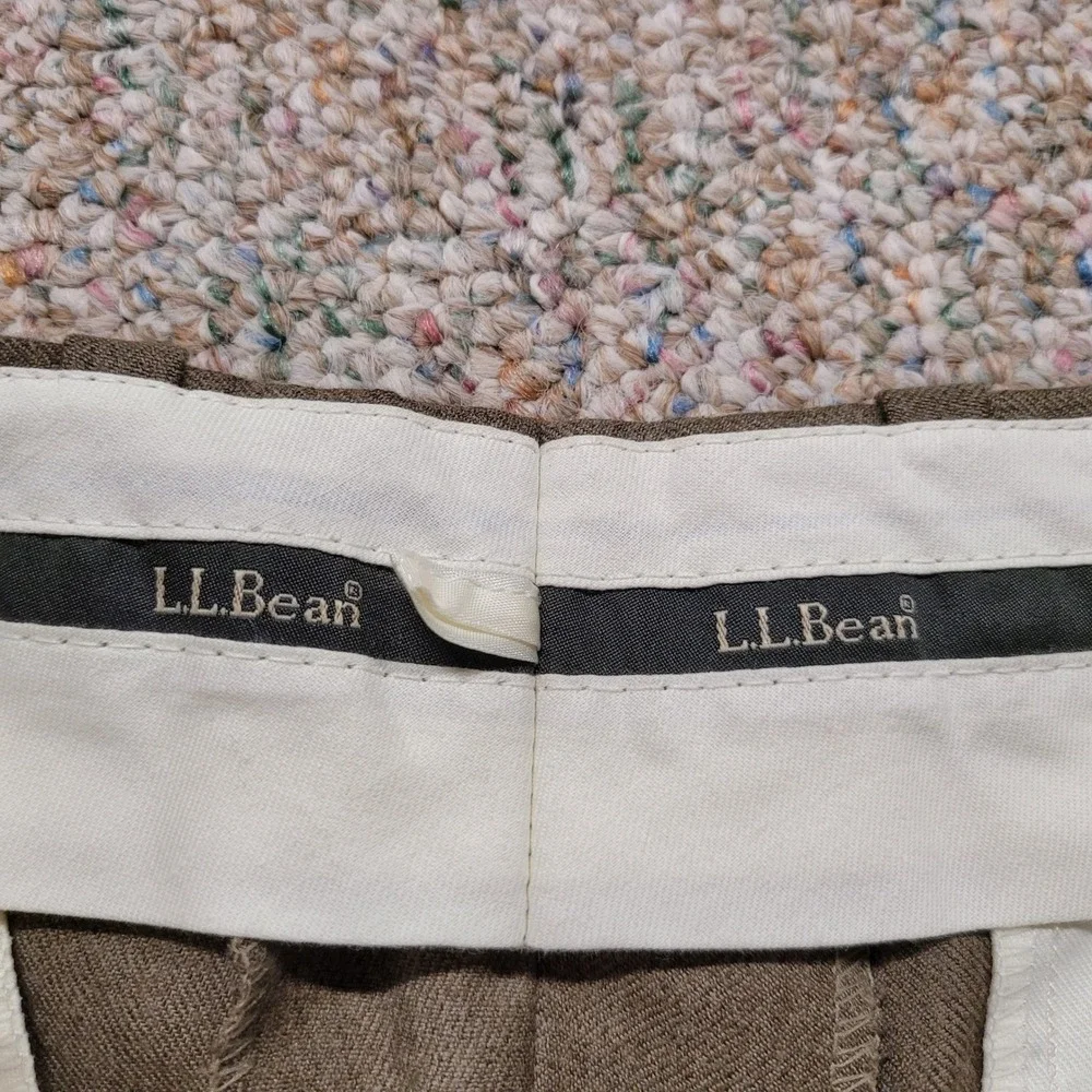L.L. Bean Dress Pants Men 36x30 Brown Tan‎ Wool Classic Fit Chinos Trousers VTG